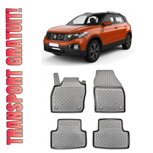 Volkswagen T-Cross, Suv, Din 04.2019 - Prezent , Set Covorase Auto Tip Tavita Premium 3D, din cauciuc -Reducere2