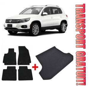 Volkswagen Tiguan I din 07.2007 - 04.2016 Suv Portbagaj Superior, Set Covorase + tavita portbagaj auto Roata Rezerva Ingusta / Kit Reparatie *1