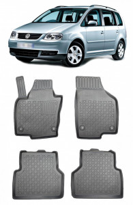 Volkswagen Touran I, Van, Din 03.2003 - 08.2015 , Set Covorase Auto Tip Tavita Premium 3D, din cauciuc accesorii pentru autoturismul tau - masina v174908