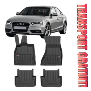 Audi A4 B8 Din 11.2007 - 2015 , Set Covorase Auto Tip Tavita Premium 3D, din cauciuc