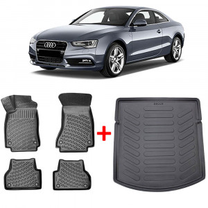 Audi A4 (B9) (2015-2024) Set 4 covorase auto cauciuc Urban Line + Tavita portbagaj Premium Line