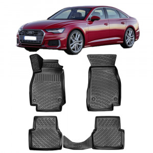 Audi A6 C8 (Typ 4K)2018- Set 4 covorase auto din cauciuc tip tavita premium line 3D accesorii pentru autoturismul tau - masina v241680