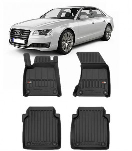 Audi A8 D4 Din 01.2010 - 09.2013, Sedan, Ampatament Lung , Set Covorase Auto Tip Tavita Premium 3D, din cauciuc accesorii pentru autoturismul tau - masina v163694
