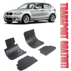 Bmw Seria 1 E87, Hatchback, fabricat din 09.2004 - 2011, set covorase auto dedicate, din cauciuc 100% Premium