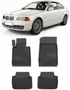 Bmw Seria 3 E46 Din 1999 - 2005, Coupe, Nu Corespunde Pentru XdrIVe , Set Covorase Auto Tip Tavita Premium 3D, din cauciuc accesorii pentru autoturismul tau - masina v166819