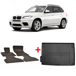 BMW X5 (E70) (2007-2013) Set 4 covorase auto cauciuc Urban Line + Tavita portbagaj Modern Line