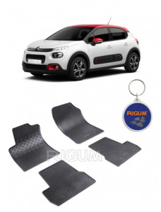 Citroen C3 II, Hatchback, fabricat din 2009 - 12.2016, set covorase auto dedicate, din cauciuc 100% Premium accesorii pentru autoturismul tau - masina v158099