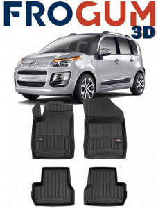 Citroen C3 II, Van, Din 2009 - 12.2016 , Set Covorase Auto Tip Tavita Premium 3D, din cauciuc accesorii pentru autoturismul tau - masina v171001