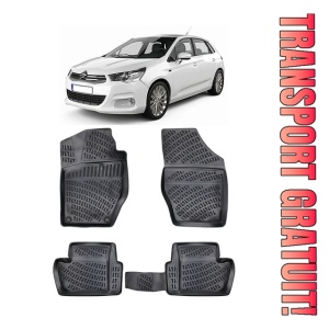 Citroen C4 II 2010-2018 Set 4 covorase auto din cauciuc tip tavita premium line 3D