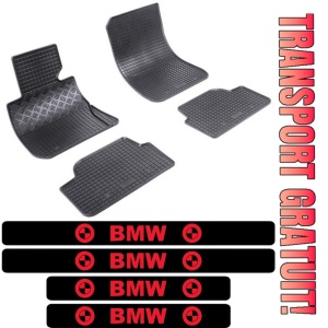 Covorase BMW Seria 1 E87, Hatchback, din 09.2004 - 2011, 5 usi si set 4 stickere protectie praguri BMW