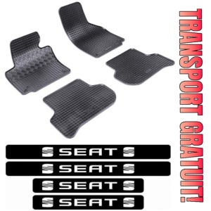 Covorase Seat Altea XL Freetrack, Hatchback, din 07.2006 - 08.2015 si set 4 stickere protectie praguri Seat