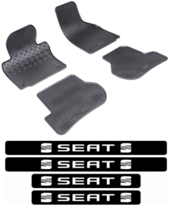 Covorase Seat Leon II 1P, Hatchback, din 07.2005 - 2012 si set 4 stickere protectie praguri Seat accesorii pentru autoturismul tau - masina v4139