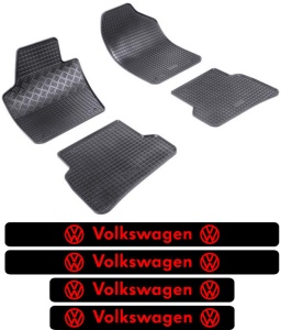 Covorase Volkswagen Polo V, Hatchback, din 05.2009 - 09.2017 si set 4 stickere protectie praguri Volkswagen accesorii pentru autoturismul tau - masina v3423
