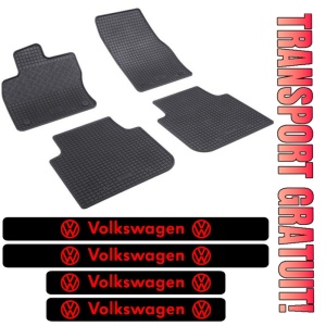 Covorase Volkswagen Tiguan II Allspace, SUV, din 11.2017 - prezent si set 4 stickere protectie praguri Volkswagen - Img 1