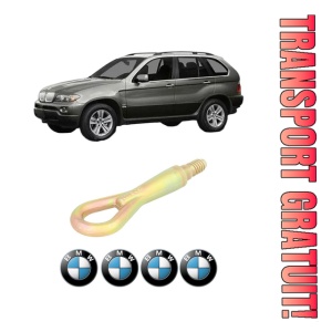 Cui carlig remorcare, tractare auto BMW Seria X5 (E53) din 2000-2006, Otel, Cri-Flo, 4 Stickere cu BMW