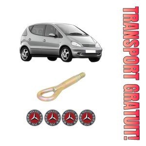 Cui carlig remorcare, tractare auto MERCEDES-BENZ A-CLASS (W168) din 1997-2004, Otel, Cri-Flo, 4 Stickere cu MERCEDES-BENZ