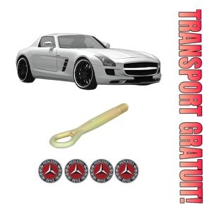 Cui carlig remorcare, tractare auto MERCEDES-BENZ SLS AMG (C197) din 2010-2013, Otel, Cri-Flo, 4 Stickere cu MERCEDES-BENZ - Img 1