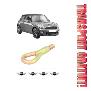 Cui carlig remorcare, tractare auto MINI MINI (R56) din 2006-2010, Otel, Cri-Flo, 4 Stickere cu MINI