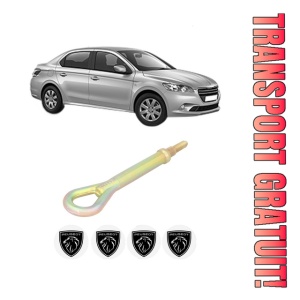 Cui carlig remorcare, tractare auto PEUGEOT 301 din 2012-2017, Otel, Cri-Flo, 4 Stickere cu PEUGEOT