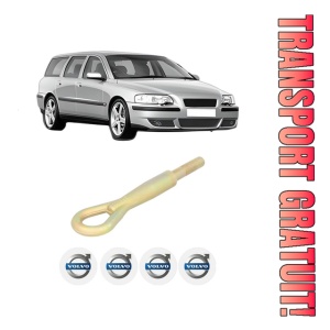 Cui carlig remorcare, tractare auto VOLVO V70 II (285) din 1999-2008, Otel, Cri-Flo, 4 Stickere cu VOLVO