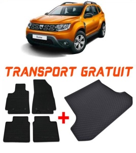 Dacia Duster II Suv din 01.2018 - Prezent, Set Covorase + tavita portbagaj auto 4X4 *3 accesorii pentru autoturismul tau - masina v1252