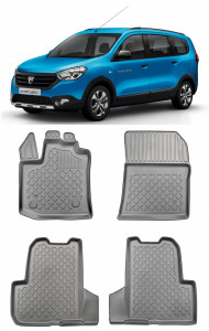 Dacia Lodgy, Combi, Din 07.2012 - Prezent , Set Covorase Auto Tip Tavita Premium 3D, din cauciuc accesorii pentru autoturismul tau - masina v174529