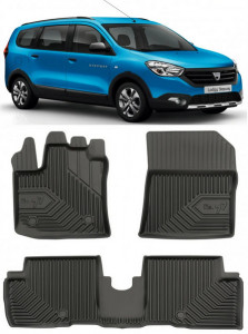 Dacia Lodgy Din 07.2012 - Prezent, Combi , Set Covorase Auto Tip Tavita Premium 3D, din cauciuc accesorii pentru autoturismul tau - masina v167691