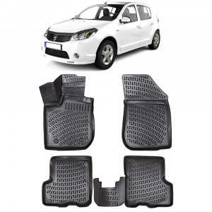 Dacia Sandero I2007-2012 Set 4 covorase auto din cauciuc tip tavita premium line 3D accesorii pentru autoturismul tau - masina v242296