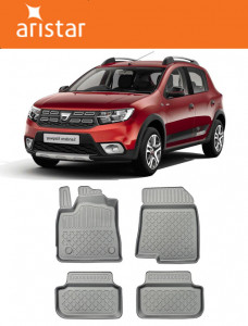 Dacia Sandero III Stepway, Hatchback, Din 01.2021 - Prezent , Set Covorase Auto Tip Tavita Premium 3D, din cauciuc accesorii pentru autoturismul tau - masina v172422