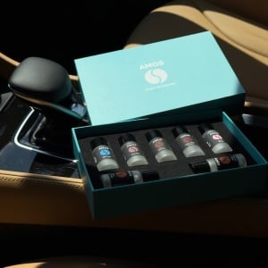 Difuzor parfum auto AMOS Mini Negru, 3 seturi rezerve parfum 21 arome, odorizant inteligent, arome intense, 3 trepte intensitate - Img 5