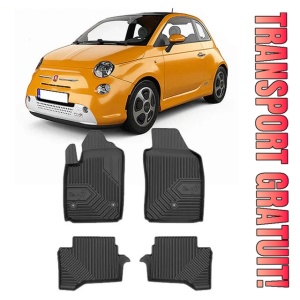 Fiat 500E I Electric Din 2015 - 2020, Hatchback , Set Covorase Auto Tip Tavita Premium 3D, din cauciuc