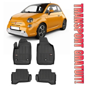 Fiat 500E I Electric Din 2015 - 2020, Hatchback , Set Covorase Auto Tip Tavita Premium 3D, din cauciuc