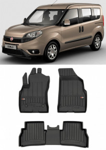 Fiat Doblo II Cargo Kombi Maxi Din 2010 - Prezent, Van , Set Covorase Auto Tip Tavita Premium 3D, din cauciuc accesorii pentru autoturismul tau - masina v164876