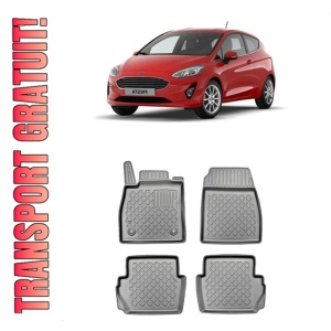 Ford Fiesta VII, Hatchback, Din 07.2017 - Prezent , Set Covorase Auto Tip Tavita Premium 3D, din cauciuc