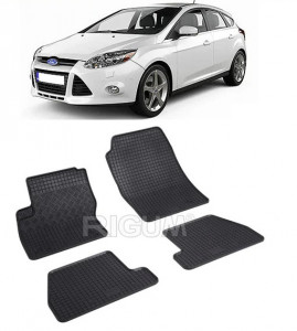 Ford Focus III, Hatchback, fabricat din 03.2011 - 08.2018, set covorase auto dedicate, din cauciuc 100% Premium accesorii pentru autoturismul tau - masina v156438