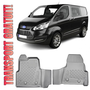 Ford Transit Custom Din 01.2013 - Prezent, Van, Facelift, 2-3 Locuri , Set Covorase Auto Tip Tavita Premium 3D, din cauciuc