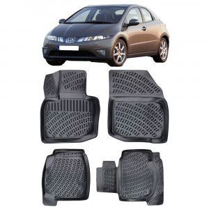 Honda Civic hatckback VIII 2005-2011 Set 4 covorase auto din cauciuc tip tavita premium line 3D accesorii pentru autoturismul tau - masina v243191