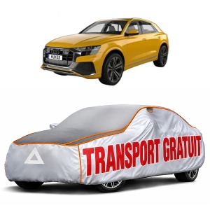 Husa Prelata Antigrindina Auto AUDI Q8 (4MN, 4MT) din 2018-2020, Protectie auto contra intemperiilor la grindina, Waterproof, 4x Stickere auto AUDI