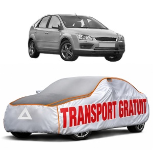 Husa Prelata Antigrindina Auto FORD FOCUS II (DA_, HCP, DP) din 2004-2012, Protectie auto contra intemperiilor la grindina, Waterproof, 4x Stickere auto FORD