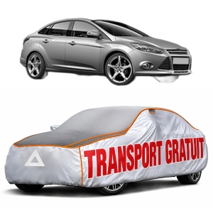 Husa Prelata Antigrindina Auto FORD FOCUS III Saloon din 2010-2020, Protectie auto contra intemperiilor la grindina, Waterproof, 4x Stickere auto FORD