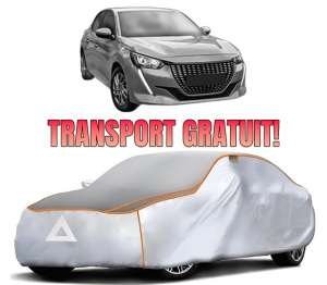 Husa Prelata Antigrindina Auto PEUGEOT 208 II (UB_, UP_, UW_, UJ_) din 2019-2023, Protectie auto contra intemperiilor la grindina, Waterproof, 4x Stickere auto PEUGEOT