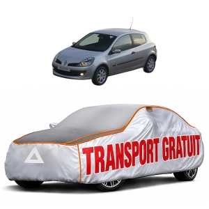 Husa Prelata Antigrindina Auto RENAULT CLIO III (BR0/1, CR0/1) din 2005-2014, Protectie auto contra intemperiilor la grindina, Waterproof, 4x Stickere auto RENAULT