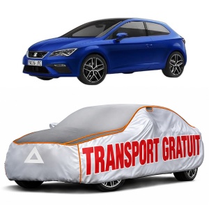 Husa Prelata Antigrindina Auto SEAT LEON (KL1, KLG) din 2019-2021, Protectie auto contra intemperiilor la grindina, Waterproof, 4x Stickere auto SEAT