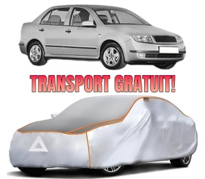 Husa Prelata Antigrindina Auto SKODA FABIA I Saloon (6Y3) din 1999-2007, Protectie auto contra intemperiilor la grindina, Waterproof, 4x Stickere auto SKODA