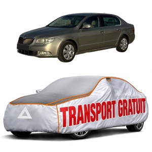 Husa Prelata Antigrindina Auto SKODA SUPERB II Estate (3T5) din 2009-2015, Protectie auto contra intemperiilor la grindina, Waterproof, 4x Stickere auto SKODA