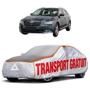 Husa Prelata Antigrindina Auto SKODA SUPERB III Estate (3V5) din 2015-2024, Protectie auto contra intemperiilor la grindina, Waterproof, 4x Stickere auto SKODA