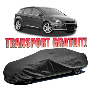 Husa prelata auto pentru FORD FOCUS III 2010 - 2020, culoare negru, material textil impermeabil, rezistanta la intemperii praf UV, CARPASSION Husa Protectie
