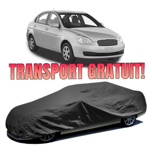 Husa prelata auto pentru HYUNDAI ACCENT III Saloon (MC) 2005 - 2010, culoare negru, material textil impermeabil, rezistanta la intemperii praf UV, CARPASSION Husa Protectie