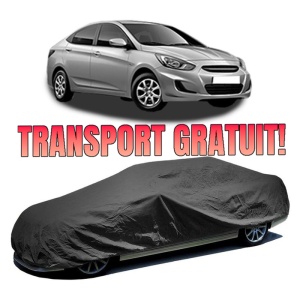 Husa prelata auto pentru HYUNDAI ACCENT IV Saloon (RB) 2010 - 2017, culoare negru, material textil impermeabil, rezistanta la intemperii praf UV, CARPASSION Husa Protectie