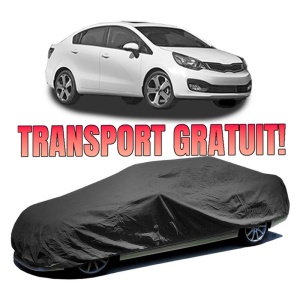 Husa prelata auto pentru KIA RIO III Saloon (UB) 2011 - 2017, culoare negru, material textil impermeabil, rezistanta la intemperii praf UV, CARPASSION Husa Protectie
